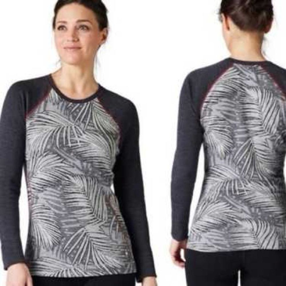 Smartwool Merino Top 250 Base Layer palm Pattern Crew ski snowboard mountain xs
